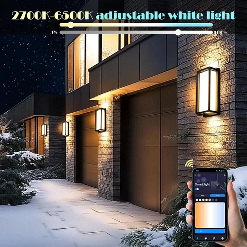 Vista 3 de iYogaled Luminarias de pared LED inteligentes, paquete de 1 apliques de pared RGB con cambio de color para exteriores, accesorios de iluminación