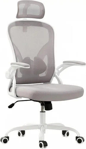 Vista 10 de Silla giratoria ergonómica de oficina con reposacabezas ajustable 3D y soporte lumbar, silla de escritorio con respaldo alto con brazos abatibles