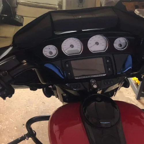 Vista 2 de Bolsas de almacenamiento para parabrisas, bolsa de carenado Batwing de tres bolsillos para Harley Touring 2014-UP, compatible con Electra Glide