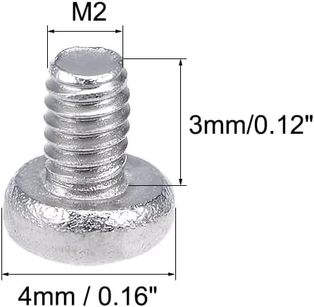 Vista 3 de uxcell Tornillos de máquina M2x3mm Pan Phillips Tornillo de cabeza cruzada 304 pernos de sujeción de acero inoxidable 60 piezas