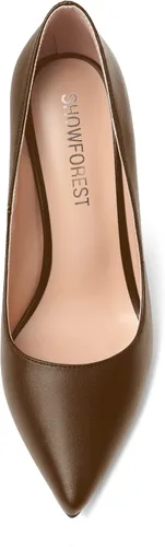 Vista 3 de SHOWFOREST Zapatos de tacón alto para mujer, sexy, con puntera puntiaguda, mate, de 4 pulgadas