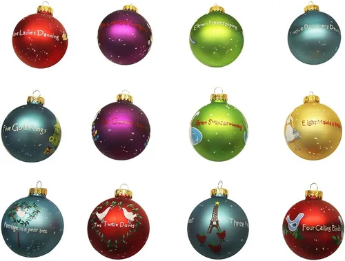 Vista 3 de Kurt Adler Doce Días de Navidad Adorno de Bola, 65mm, Juego de 12