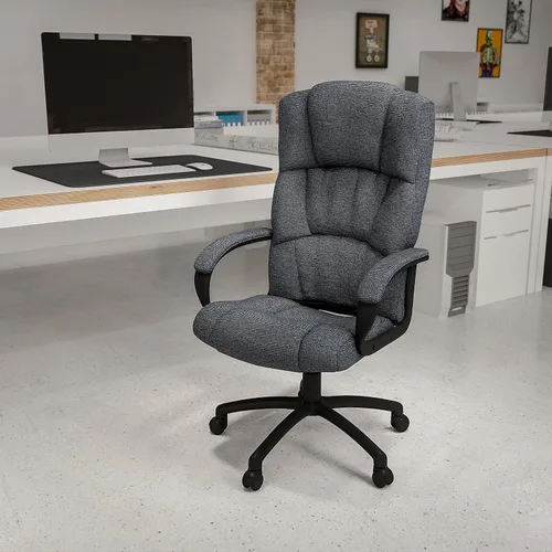 Vista 4 de Flash Furniture Rochelle Silla de oficina giratoria ejecutiva de tela gris con brazos