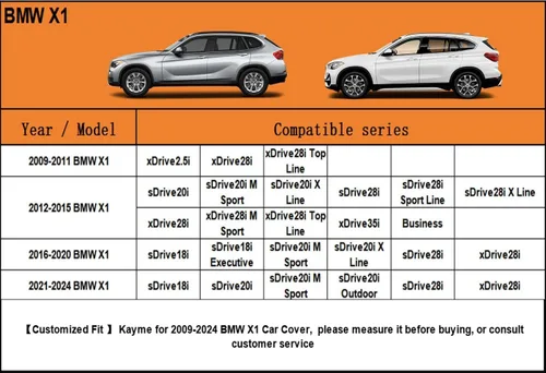 Vista 6 de Kayme Cubierta de auto SUV de 7 capas ajuste personalizado para BMW X1 (2009-2025), impermeable, para todo tipo de clima, para automóviles, cubierta
