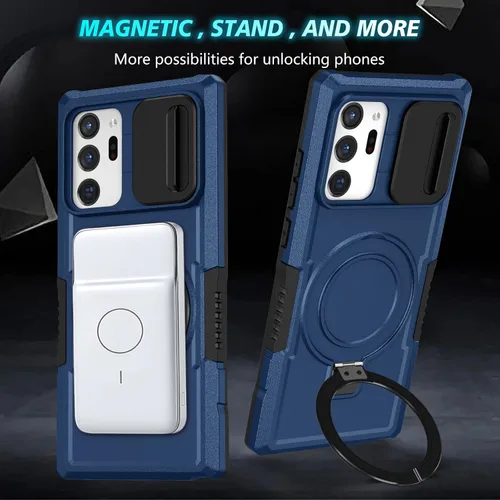 Vista 8 de Funda magnética para Samsung Galaxy Note 20 Ultra, soporte para teléfono, funda protectora mate a prueba de golpes, funda protectora para teléfono
