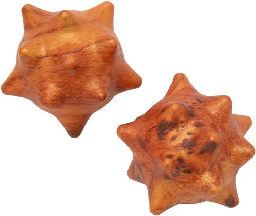 Vista 7 de Yinhing 2 bolas de ejercicio de mano de madera, bola de masaje de mano de madera para palma relajante, bolas de masaje de acupuntura texturizadas