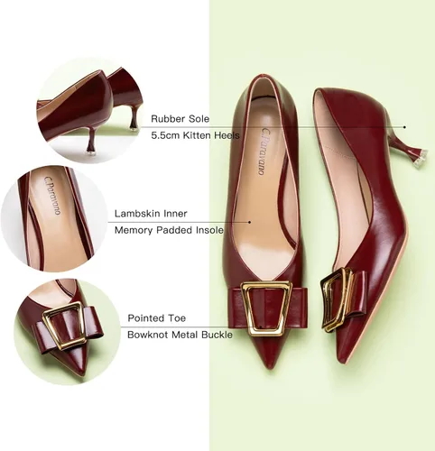 Vista 4 de C.Paravano Tacones puntiagudos con hebilla de metal para mujer, zapatos de boda sexy, tacón bajo elegante para eventos formales, trabajo, tacones