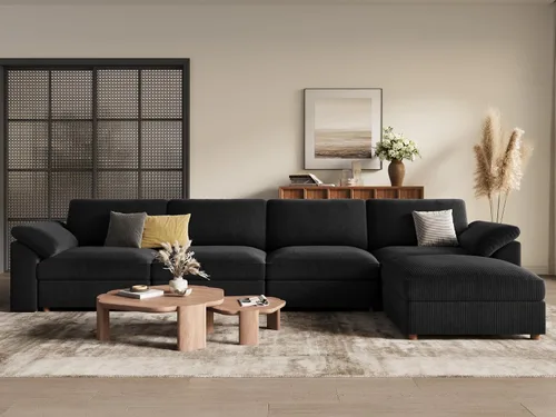 Vista 58 de EASE MOOSE Sofá modular verde seccional de gran tamaño en forma de L Pana verde