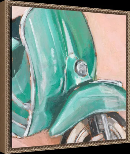 Vista 2 de Amanti Art Framed Canvas Wall Art 16x16 Retro Scooter IV by Ethan Harper, Framed Wall Art Canvas, Transportation Artwork, Traditional Decor, Small