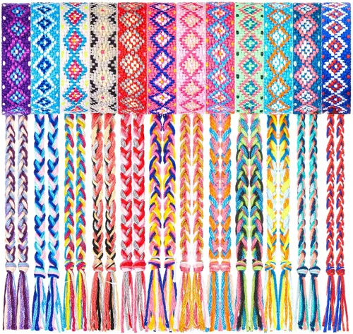Vista 7 de Henoyso Pulseras tejidas de la amistad a granel ajustables trenzadas de cuerda Nepal con cierre de nudo deslizante, regalo para mujeres y niñas