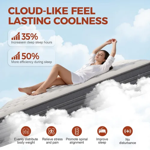 Vista 3 de 12 Inch Full Mattress, Quiet Comfort for All Position Sleepers