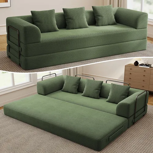 Vista 12 de Sofá cama convertible Cloud sin huesos, sofá de piso de 177,8 cm, 4 en 1, plegable, acomodado, sofá de 2 plazas, sofá cama de espuma de alta