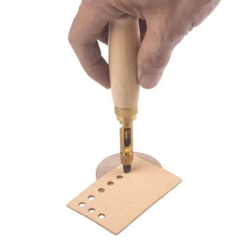 Vista 6 de Teng Lang Herramienta de encuadernación de cuero con agujero de tornillo ajustable, perforadora de papel, perforadores de manualidades, 6 puntas