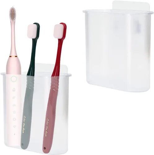 Vista 8 de 2 soportes para cepillos de dientes de montaje en pared para baño, ducha, soporte de cepillo de dientes para cepillo de dientes eléctrico, pasta