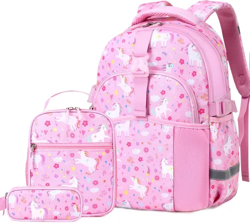 Vista 14 de Mochila infantil para niñas de 4 a 8 años, Blackorange-camión, Lindo
