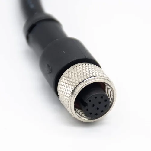 Vista 2 de Elecbee Cable M12 A-Code Conector recto de cabeza hembra individual Cable eléctrico de enchufe de aviación (cable de 12 pines 1M/3.3 pies)