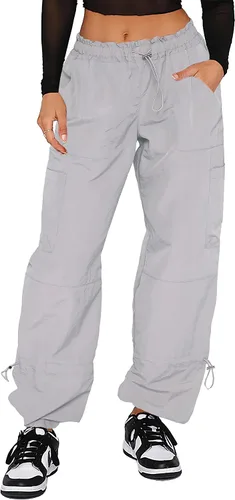 Vista 14 de DISCIPBUSH Pantalones cargo holgados para mujer, pantalones de paracaídas para mujer, pantalones rave, pantalones Y2K, trajes de festival para mujer