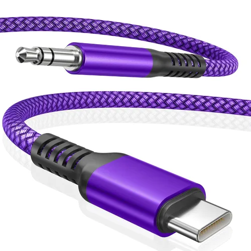 Vista 10 de Elebase Cable auxiliar para iPhone 17 16 16e de 4 pies, cable auxiliar USB C de 90 grados, cable auxiliar de audio tipo C a ángulo recto de 3.5mm