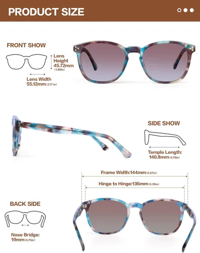 Vista 13 de Gafas de sol polarizadas para mujer con protección UV para mujer, a la moda, grandes sombras con marco de acetato BC2110