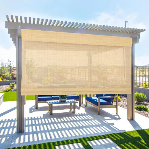Vista 14 de Persianas romanas de bambú, persianas opacas personalizadas con forro, persianas naturales 100% bambú para ventanas, patrón 2501