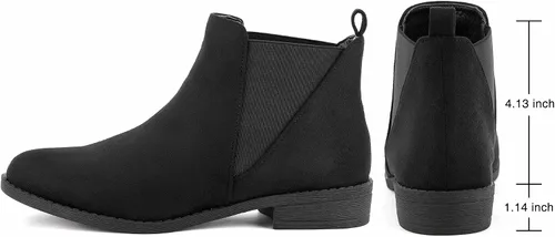 Vista 2 de MaxMuxun - Botas Chelsea de gamuza sintética de caña baja sin tacón para mujer, clásicos y cómodos