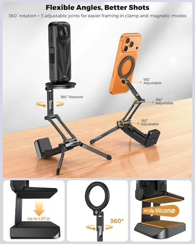 Vista 8 de OMOTON TP02-Ultra Multi-Device Camera & Phone Mount with 1/4" Adapter Black