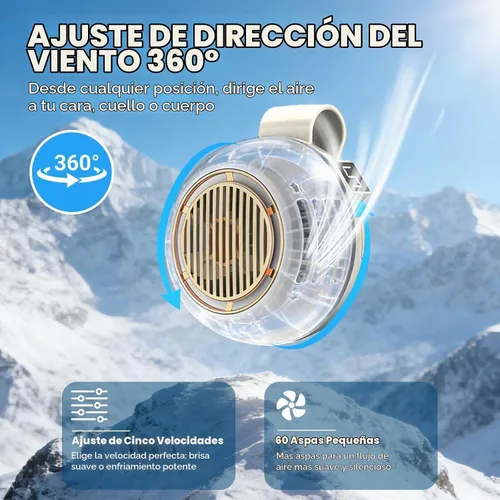 Vista 4 de Mini ventilador portátil sin aspas con clip, ventilador de clip de 5 Verde