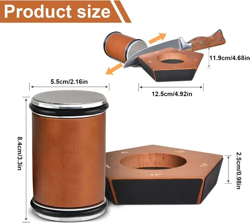 Vista 2 de Kit de afilador de cuchillos rodantes – 5 ángulos magnéticos (12°/15°/17°/19°/22°) – Herramienta profesional de afilar cuchillos rodantes con discos