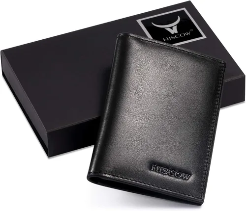 Vista 7 de Slim Leather Credit Card Holder 4cc for Men & Women, Italian Calfskin (Black)