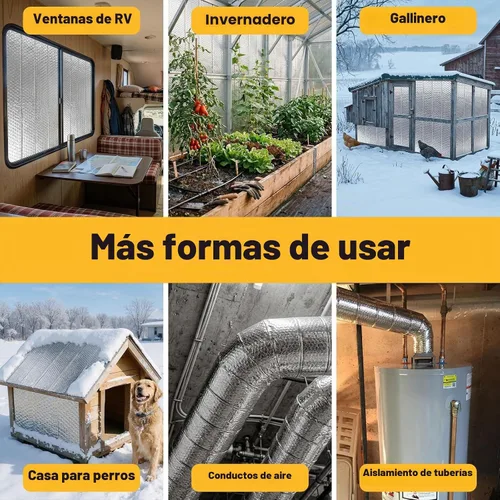 Vista 8 de Cinta aislante reflectante de doble burbuja, envoltura aislante de tubería de CA autoadhesiva para manguera de CA, conducto HVAC, manguera