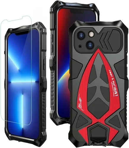 Vista 9 de Armor - Funda protectora para iPhone 13 de grado militar, cubierta de cuerpo completo, parachoques de aluminio, silicona incorporada, a prueba
