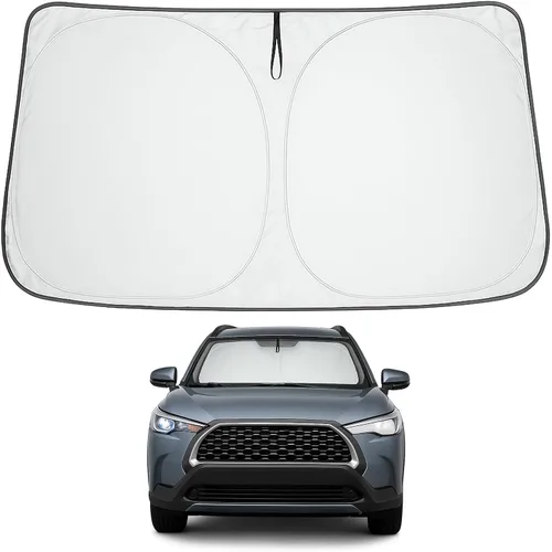 Vista 72 de Proadsy Parasol para parabrisas Rivian R1S 2022-2025 2026 de 4 capas plegable, protector de parasol frontal que bloquea los rayos UV, mantiene