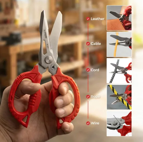 Vista 4 de VAMPLIERS vSHEARS: Tijeras multiuso de 6.3 pulgadas. Tijeras combinadas de cuchillas multiusos 4 en 1, cuerpo de acero inoxidable japonés de primera