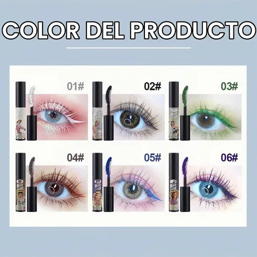 Vista 5 de Regalos de Halloween, pestañas de colores, maquillaje, voluminizador, construcción de volumen, impermeable, sensacional, lavable, alargamiento 6