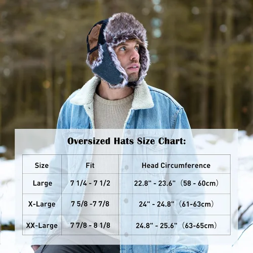 Vista 2 de Comhats Gran XL Trapper Trooper Caza Cálido Oído Solapa Rusia Ushanka Invierno Esquí Clima Frío Bombardero Sombreros para Hombres
