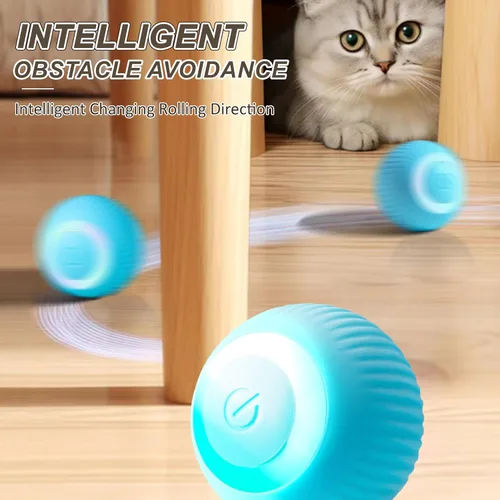 Vista 2 de Juguete de Bola para Gatos Interactivo, Juguetes Inteligentes para Gatos con Luces LED, Bola Automática que se Mueve y Rueda para Gatito