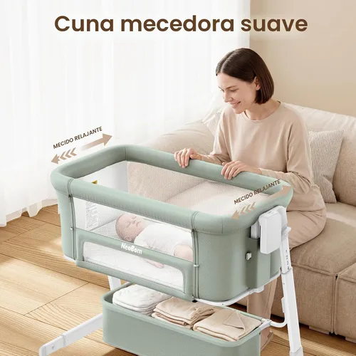 Vista 8 de NeoBorn Cuna de bebé 4 en 1, moisés mecedor, color verde