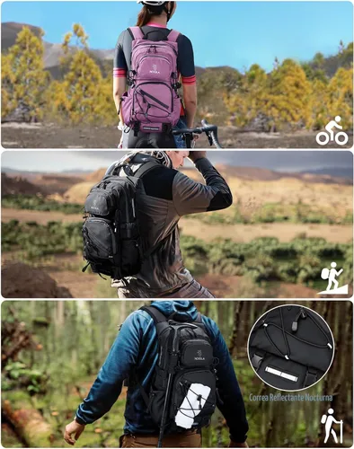 Vista 8 de NOOLA Mochila de Hidratación con Vejiga de Agua de 3L - Mochila de Agua de 22L para Senderismo, Ciclismo, Correr, Ciclismo - Mochila Ligera
