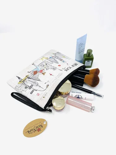 Vista 6 de Bolso grande de la mano del bolso del maquillaje del bolso de la cremallera del recuerdo de Nueva York para niñas y mujeres, JP-330133A, Bolso