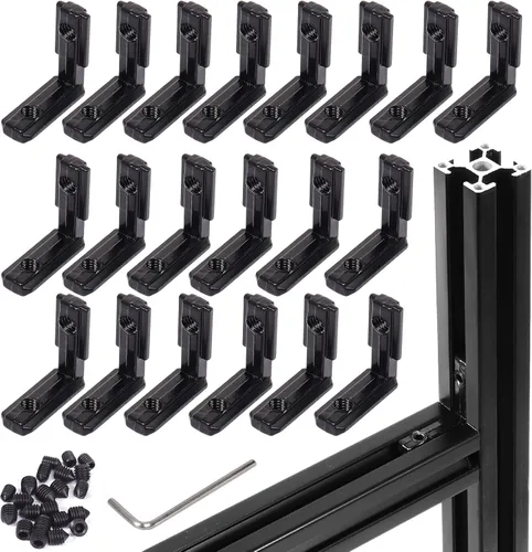 Vista 11 de 20 piezas de conectores de extrusión de aluminio 2020, conector de esquina de 3 vías, soporte de esquina interior en L, conector de junta de esquina