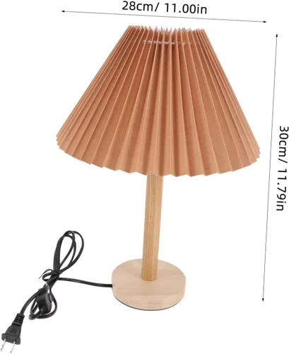 Vista 8 de Lámpara de mesa plisada para dormitorio, luz nocturna, mesita de noche, luz suave, deslumbrante
