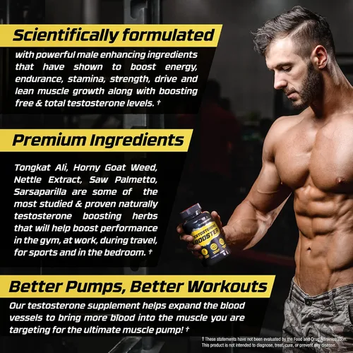 Vista 3 de Potenciador de testosterona para hombres – Suplemento masculino para el crecimiento muscular, la resistencia, la fuerza, la energía y la resistencia