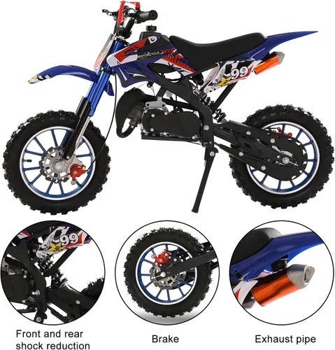Vista 8 de 50cc Gas Dirt Bikes for Kids 8-14, 2-Stroke Gas Mini Dirt Bike, 35MPH