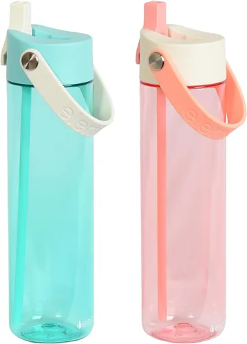 Vista 10 de Elemental Botella de agua Splash con pajilla, botella de agua reutilizable de plástico Tritan sin BPA con correa, ideal para viajes, gimnasio