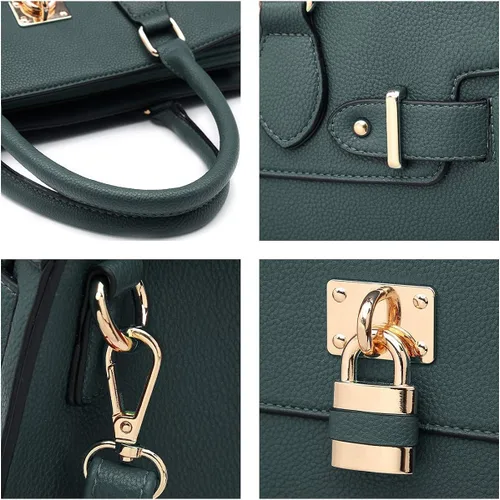 Vista 6 de Bolso de mano y bolsos para mujer con asa superior de avestruz bolsa de trabajo con cartera