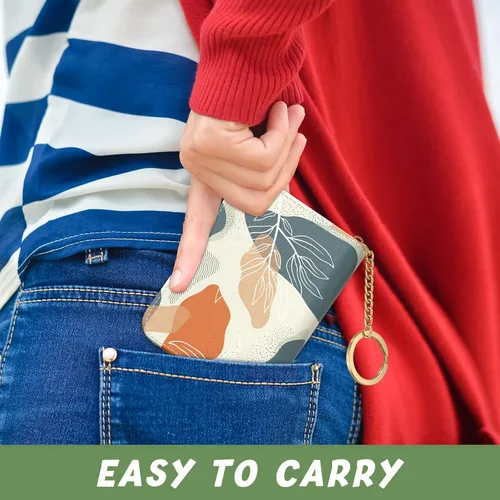 Vista 7 de Soporte para tarjetas de crédito para mujer pequeña cartera RFID de cuero delgado organizador de tarjetas de visita con cremallera y llavero Hoja