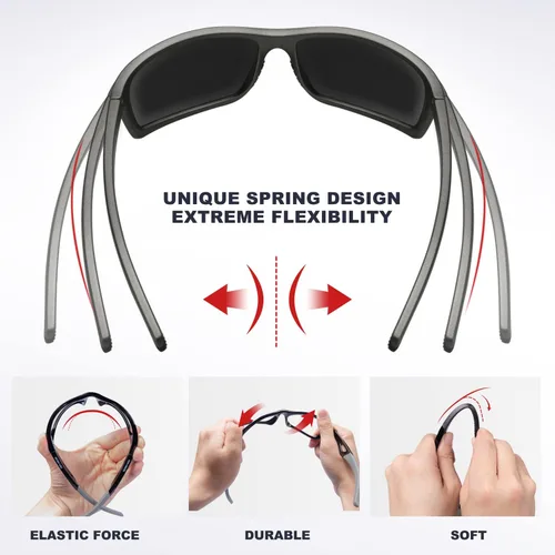 Vista 2 de RIVBOS Polarized Sports Sunglasses Driving shades For Men TR90 Unbreakable Frame RBS863