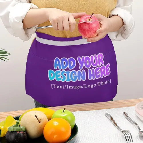 Vista 244 de AXKEUDO Delantal personalizado con bolsillos, delantales de cintura para camarera para cocinar en casa, restaurante, servir trabajo
