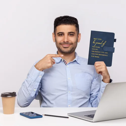Vista 6 de Roowest 30 unidades de regalos de agradecimiento para empleados, cuaderno de cuero A5 inspirador, bloc de notas motivacional a granel, diario