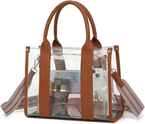 Vista 9 de Bolsa transparente aprobada para estadios, bolsa transparente para eventos de estadio, bolso de plástico para mujer